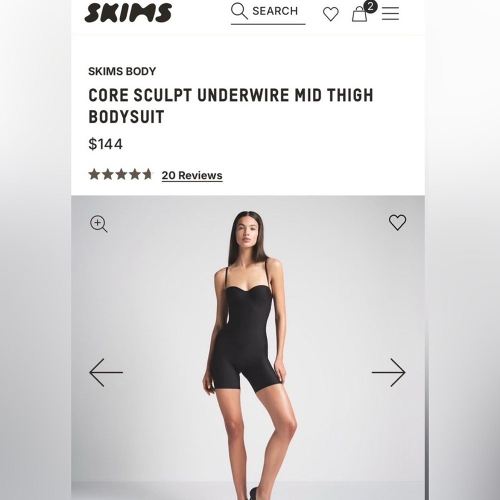 SKIMS Core Sculpt Underwire Mid Thigh Bodysuit - Black